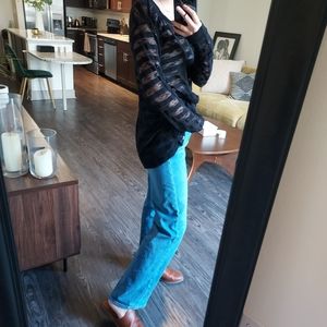 Sheer striped knit tee